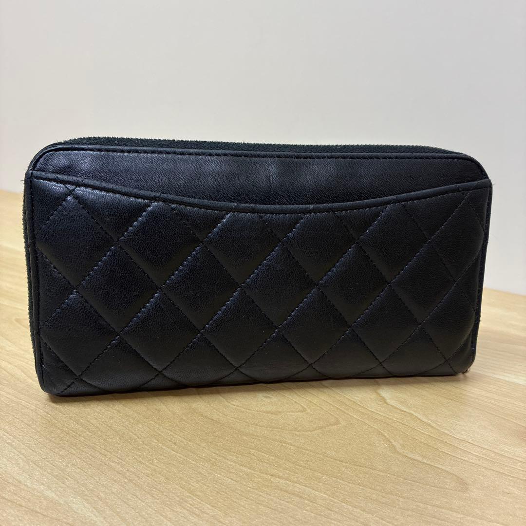 CHANEL シャネル　長財布　マトラッセ　ラムスキン　ココマーク　ブラック