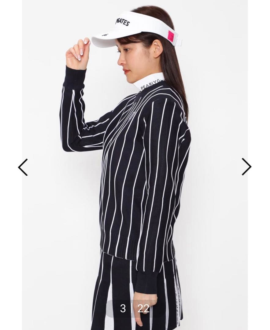 パーリーゲイツ　セットアップ　ストライプ　ネイビー