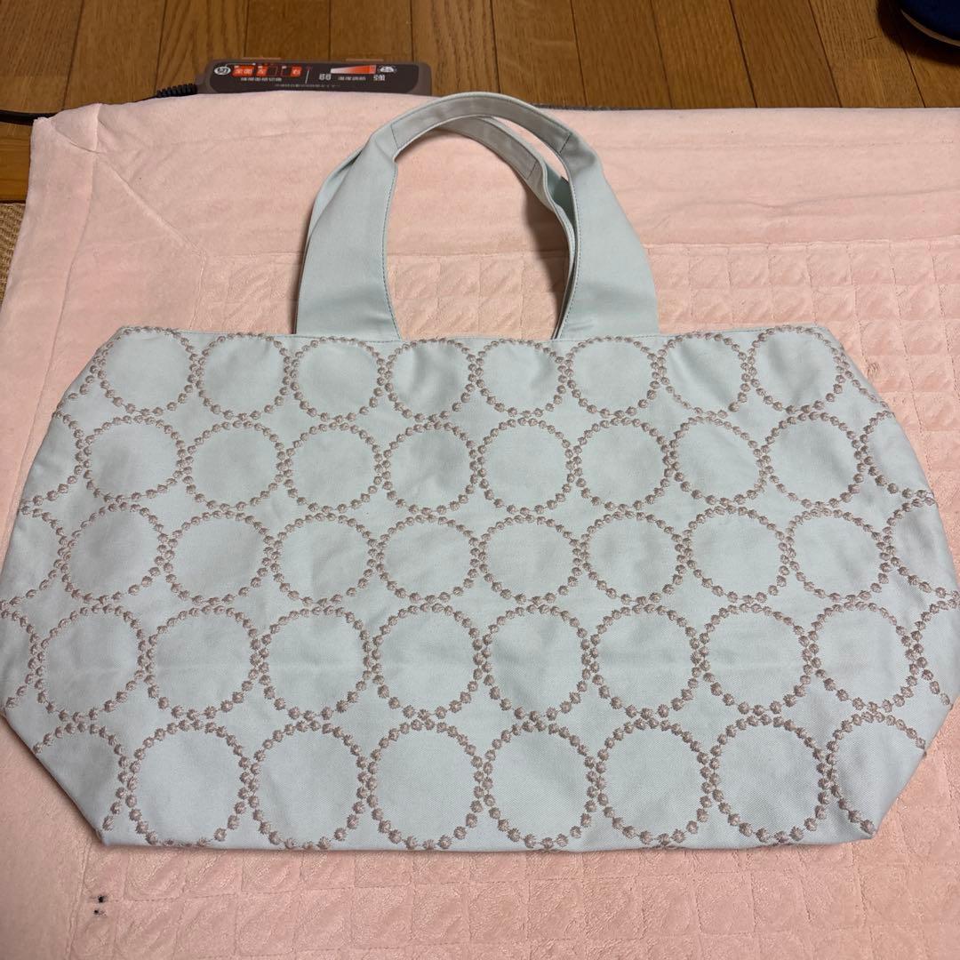 ミナペルホネ　パニーニバック　タンバリン　ライトブルー✖️ベージュ