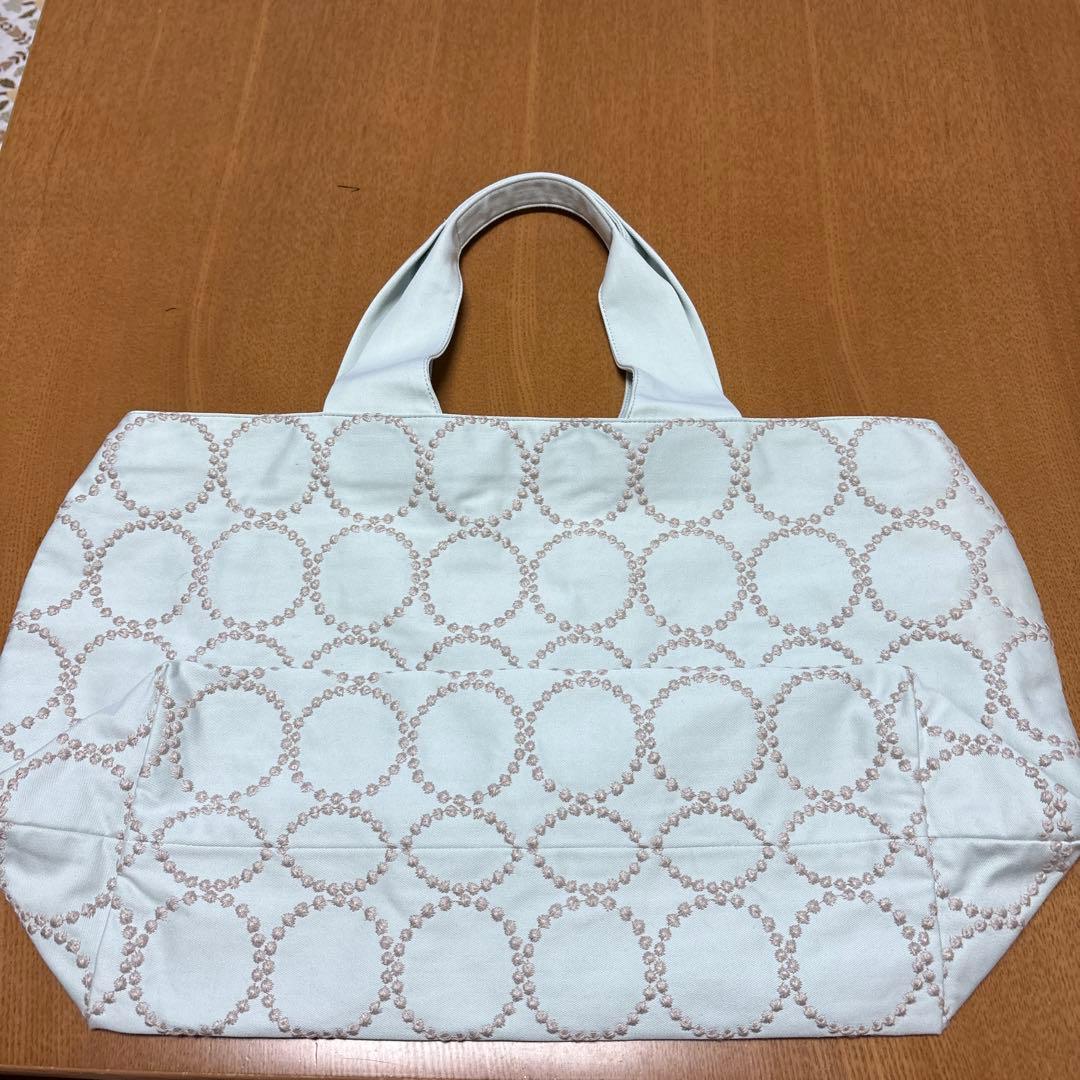 ミナペルホネ　パニーニバック　タンバリン　ライトブルー✖️ベージュ