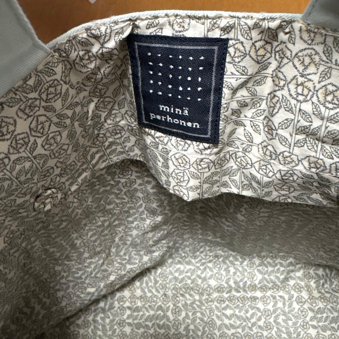 ミナペルホネ　パニーニバック　タンバリン　ライトブルー✖️ベージュ