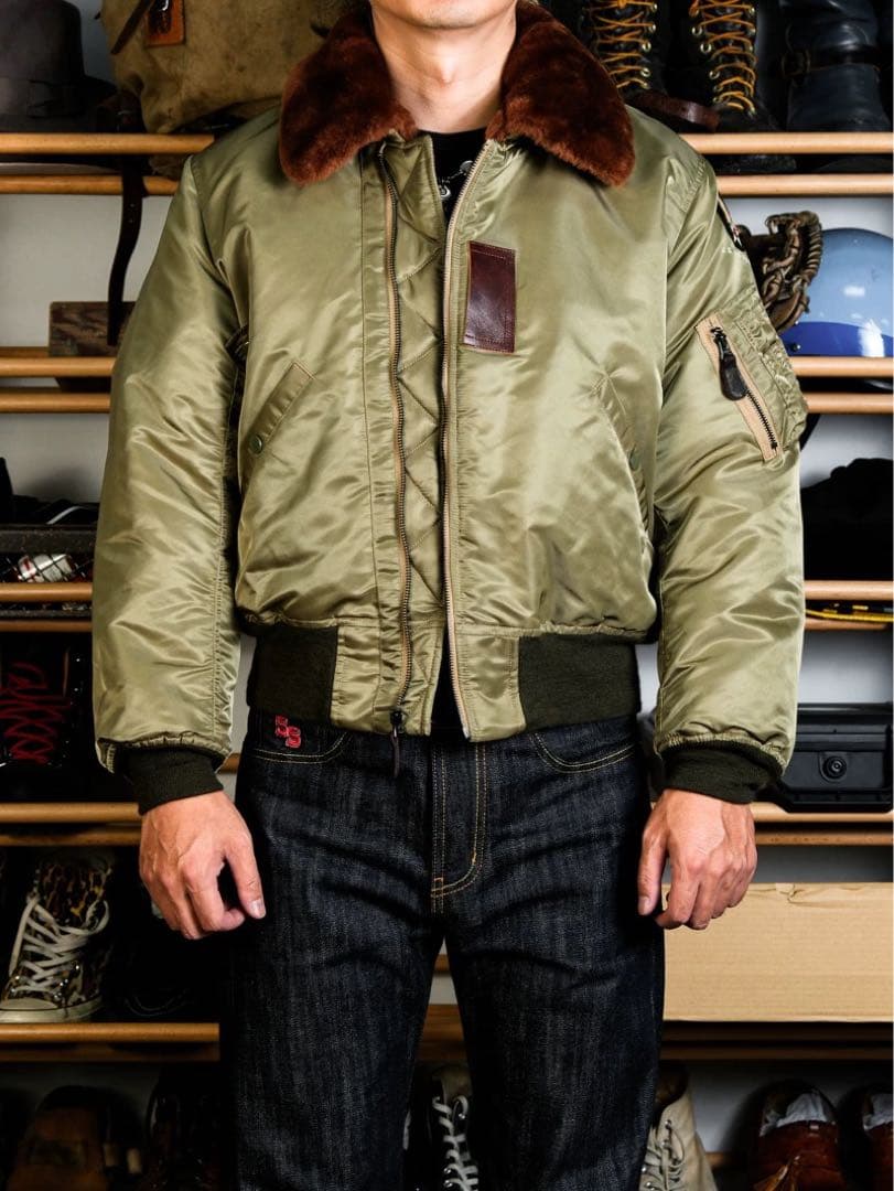 44 3LサイズB-15B 初期型復刻ムートン襟高密度ナイロン ウールリブ