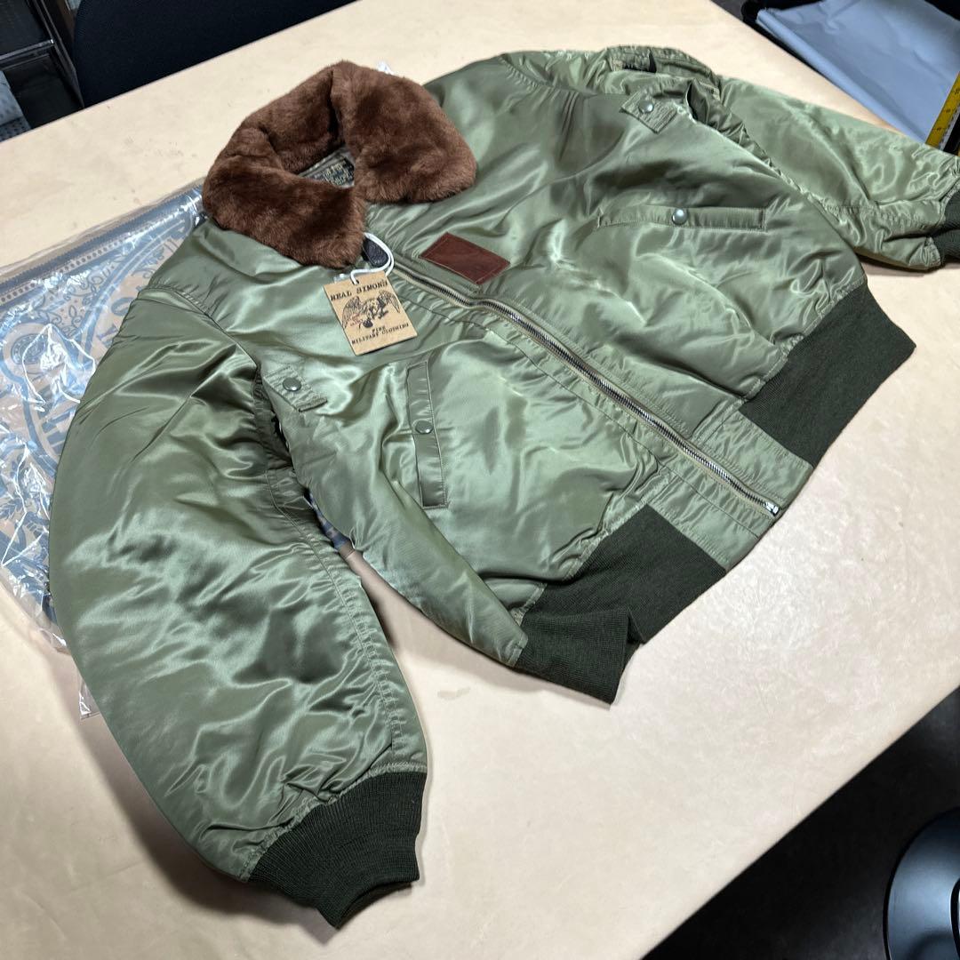 44 3LサイズB-15B 初期型復刻ムートン襟高密度ナイロン ウールリブ