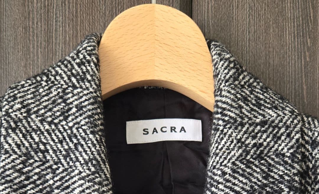 SACRA サクラ WOOL SILK HERRIGBONE SHORTCOAT
