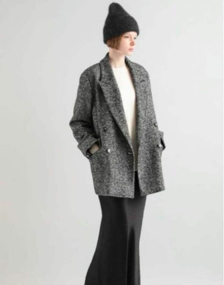 SACRA サクラ WOOL SILK HERRIGBONE SHORTCOAT