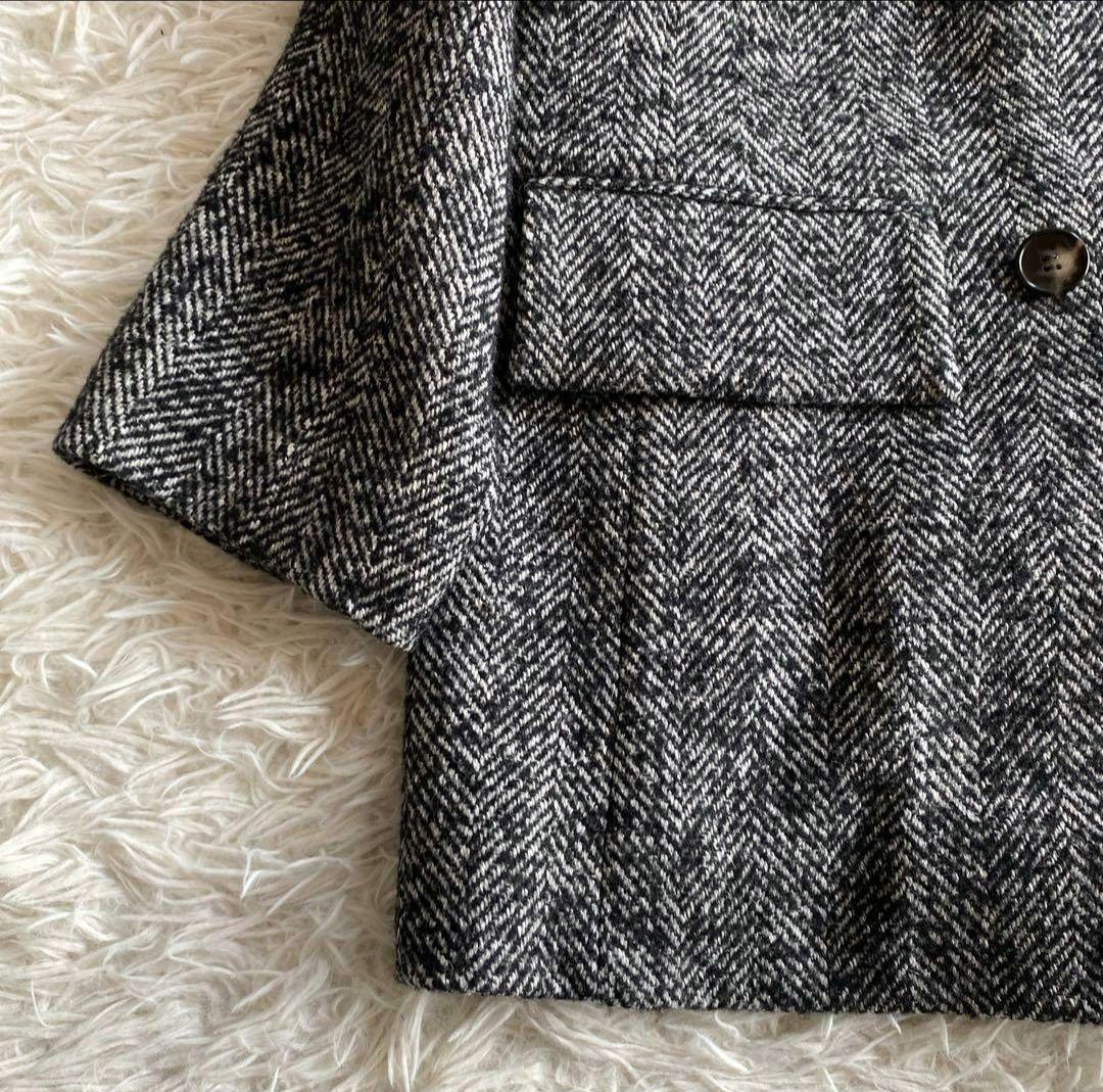 SACRA サクラ WOOL SILK HERRIGBONE SHORTCOAT