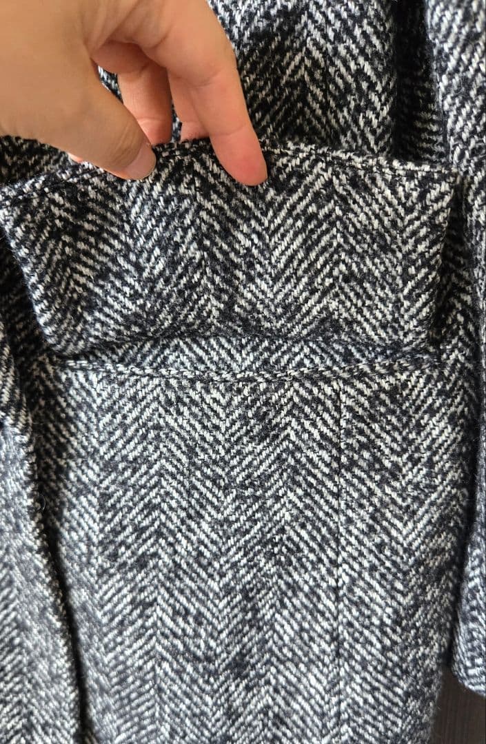 SACRA サクラ WOOL SILK HERRIGBONE SHORTCOAT