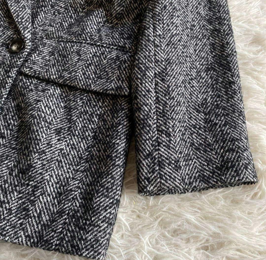 SACRA サクラ WOOL SILK HERRIGBONE SHORTCOAT