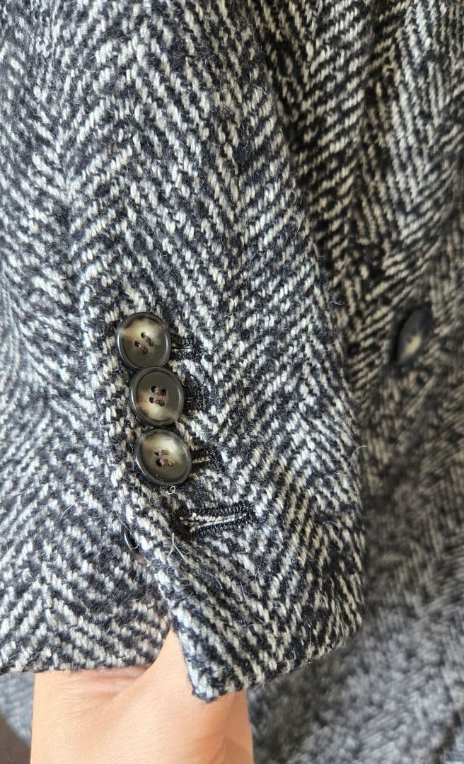 SACRA サクラ WOOL SILK HERRIGBONE SHORTCOAT