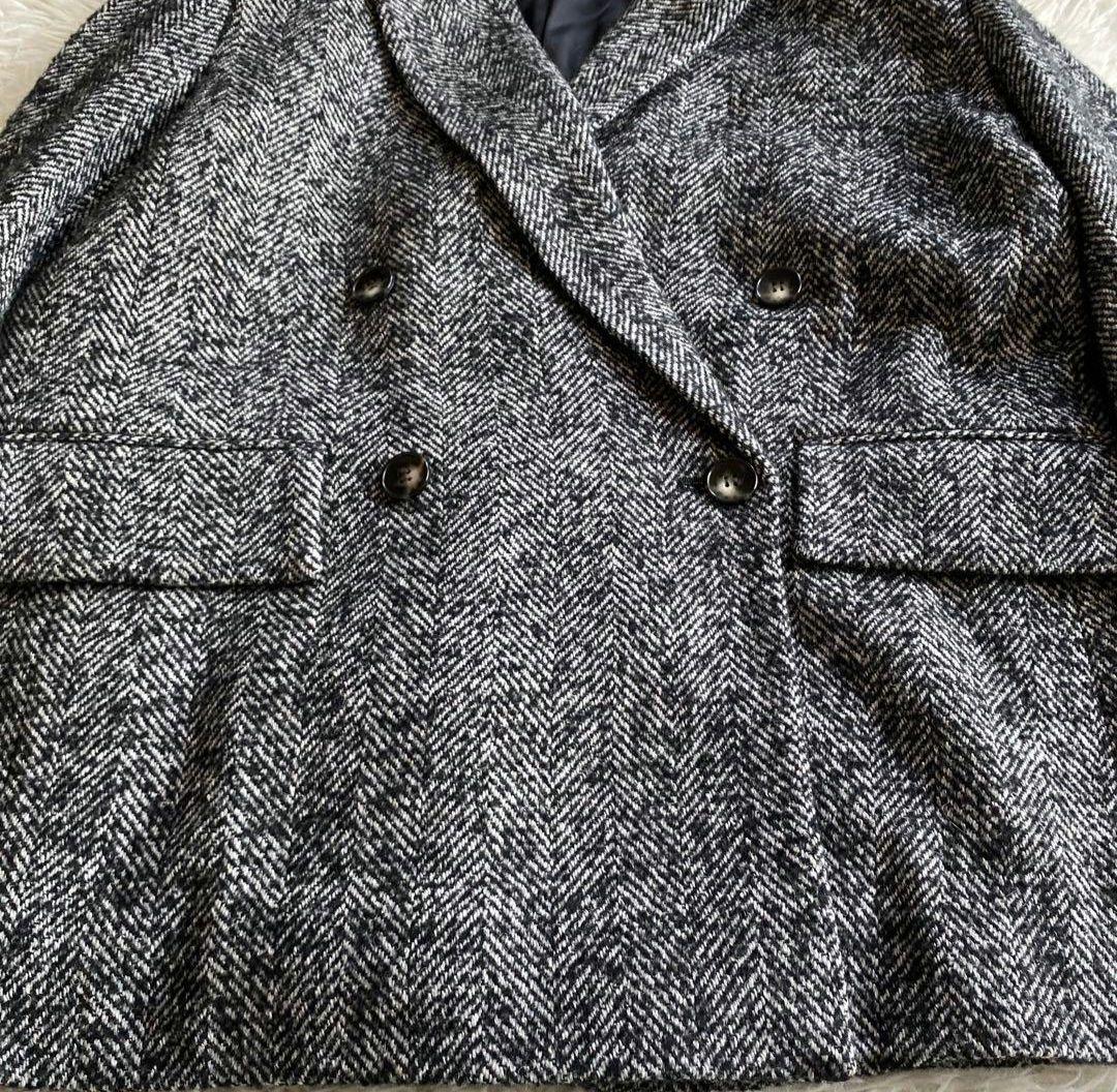 SACRA サクラ WOOL SILK HERRIGBONE SHORTCOAT