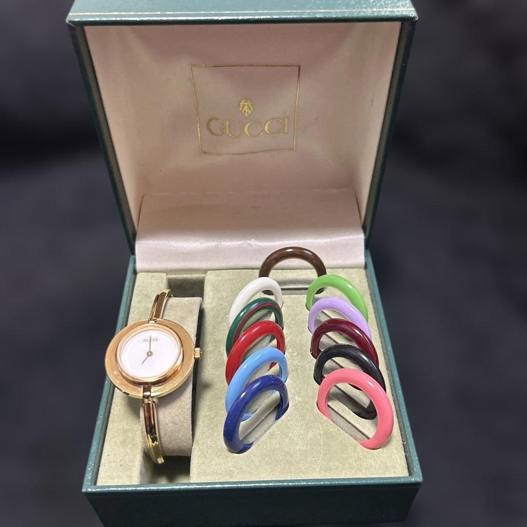 グッチ チェンジベゼル11色 ゴールド レディース 腕時計