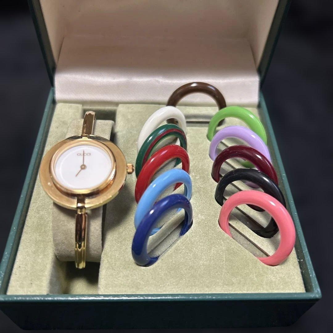 グッチ チェンジベゼル11色 ゴールド レディース 腕時計