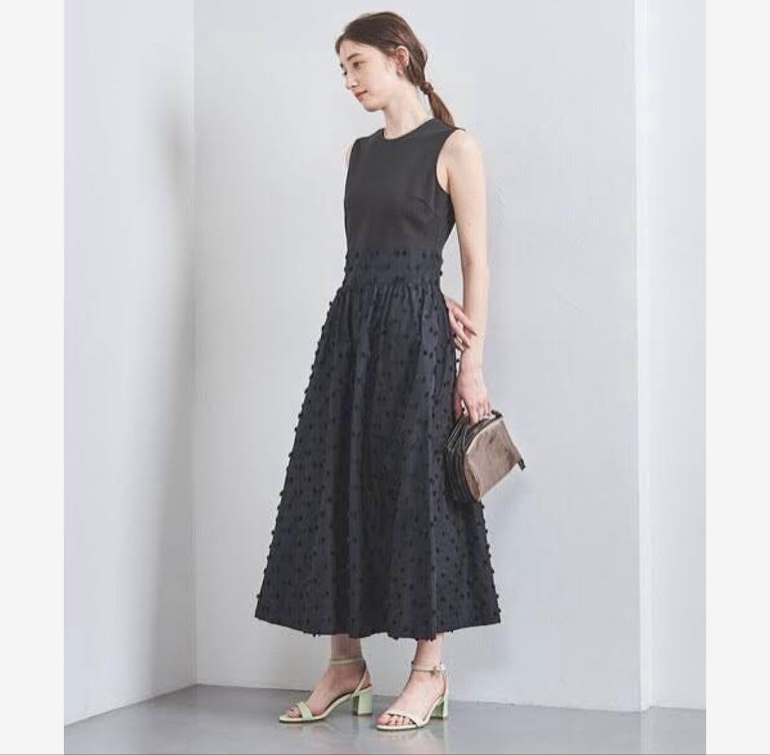 美品 2024 リボン カットジャガード コンビ ワンピース ウォッシャブル