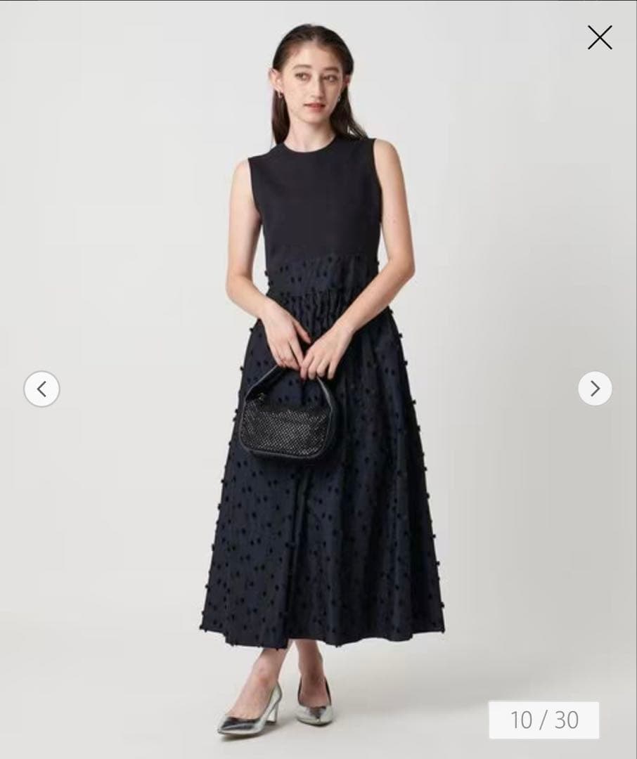 美品 2024 リボン カットジャガード コンビ ワンピース ウォッシャブル