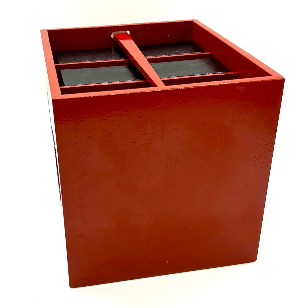 babu まとめ買いお得 木製 野立弁当 朱 内箱付 小物入れ 3段構造