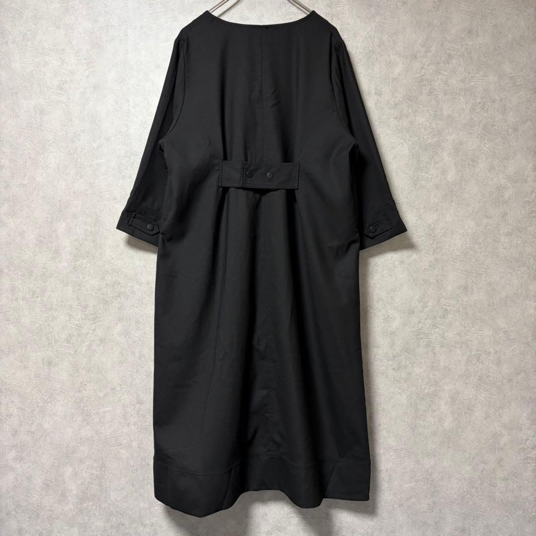 モガ MOGA ブラック ウール シャンブレー ワンピース Vネック 2 美品