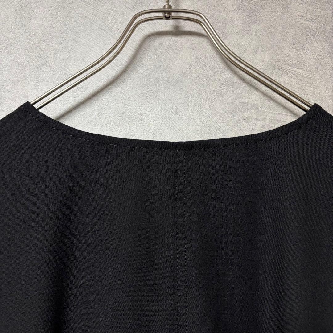 モガ MOGA ブラック ウール シャンブレー ワンピース Vネック 2 美品