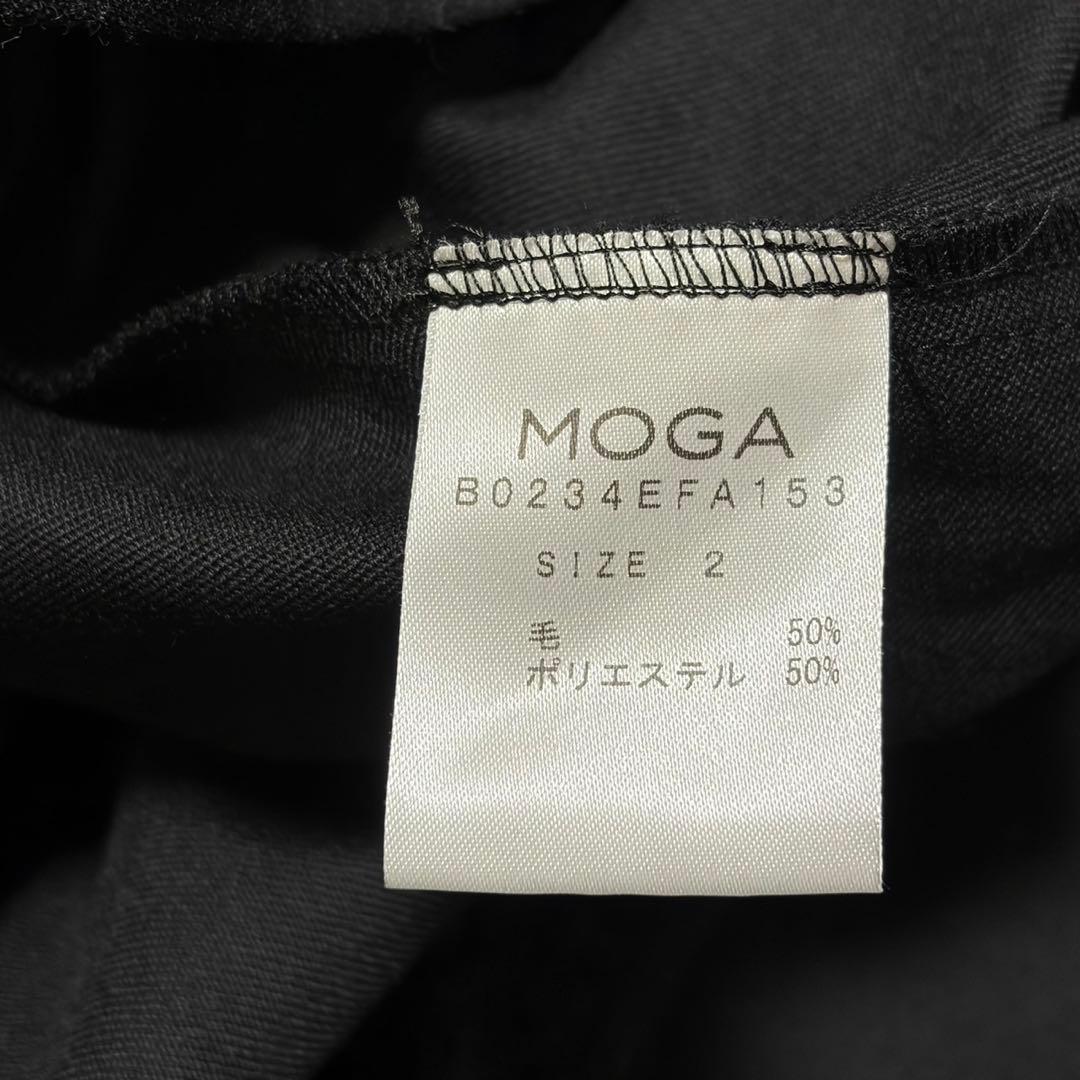モガ MOGA ブラック ウール シャンブレー ワンピース Vネック 2 美品