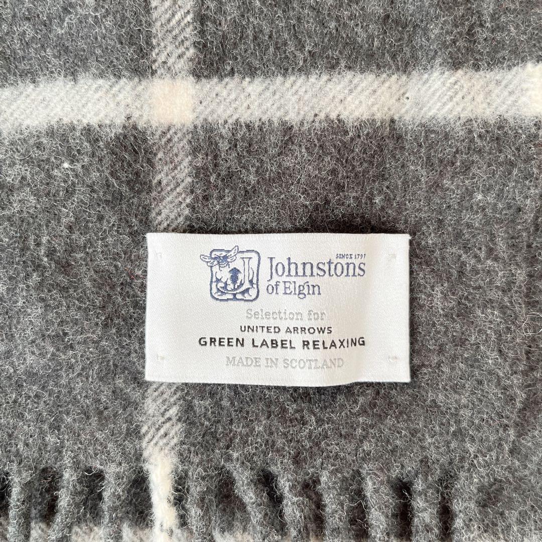 大判✨Johnstons of Elginカシミヤ混チェックストール別注グレー
