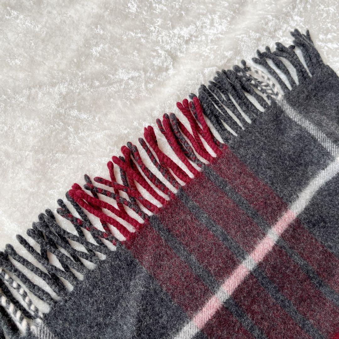 大判✨Johnstons of Elginカシミヤ混チェックストール別注グレー