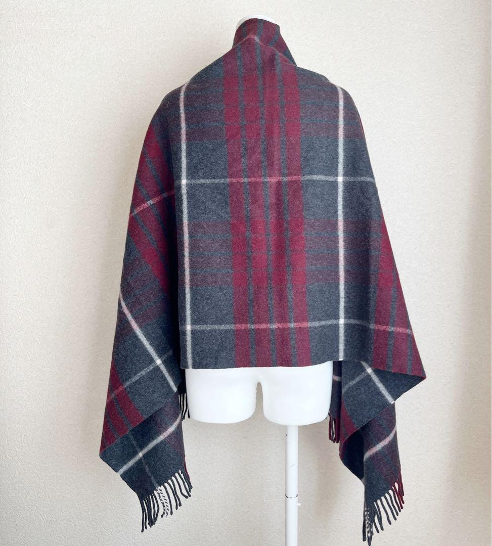 大判✨Johnstons of Elginカシミヤ混チェックストール別注グレー
