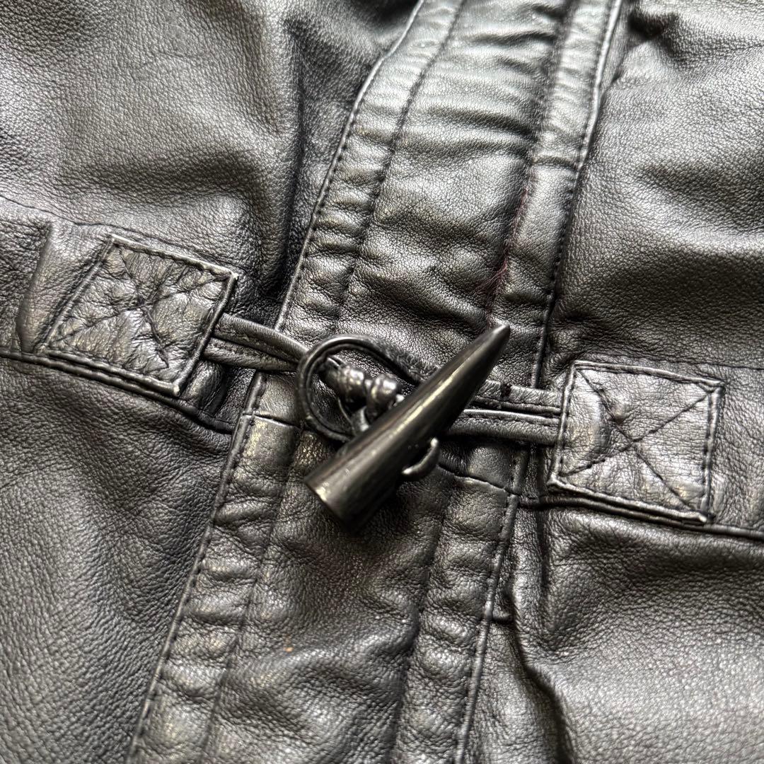 Euro Vintage リアルレザー ダッフルコート トグルボタン ブラック