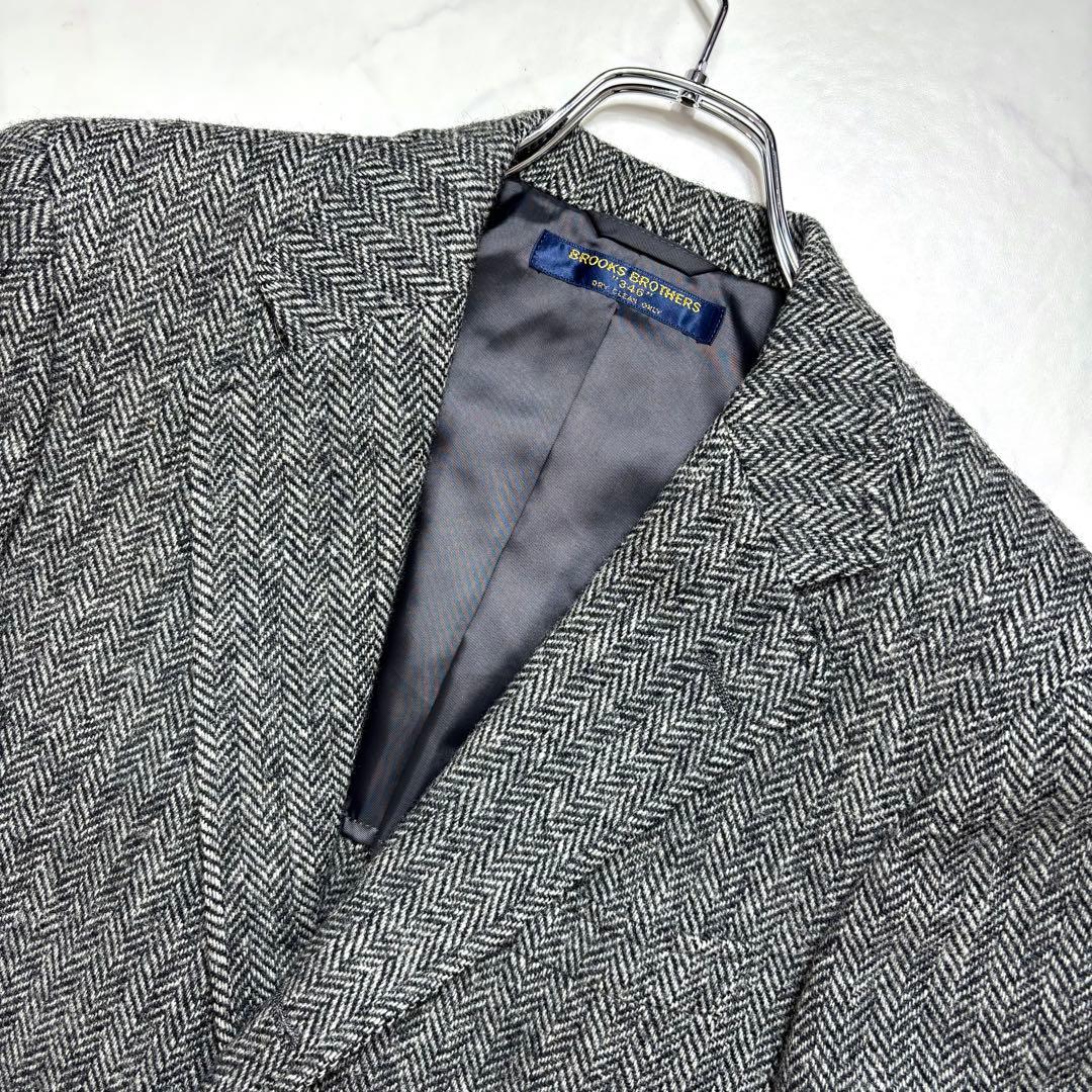 美品✨ブルックスブラザーズ テーラードジャケット ヘリンボーン グレー M