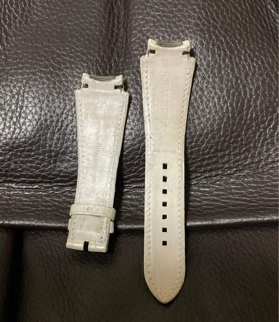パールホワイト　ハリーウィンストン クロコダイル 純正 レザー ベルト 白 時計