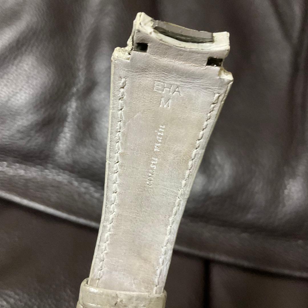 パールホワイト　ハリーウィンストン クロコダイル 純正 レザー ベルト 白 時計