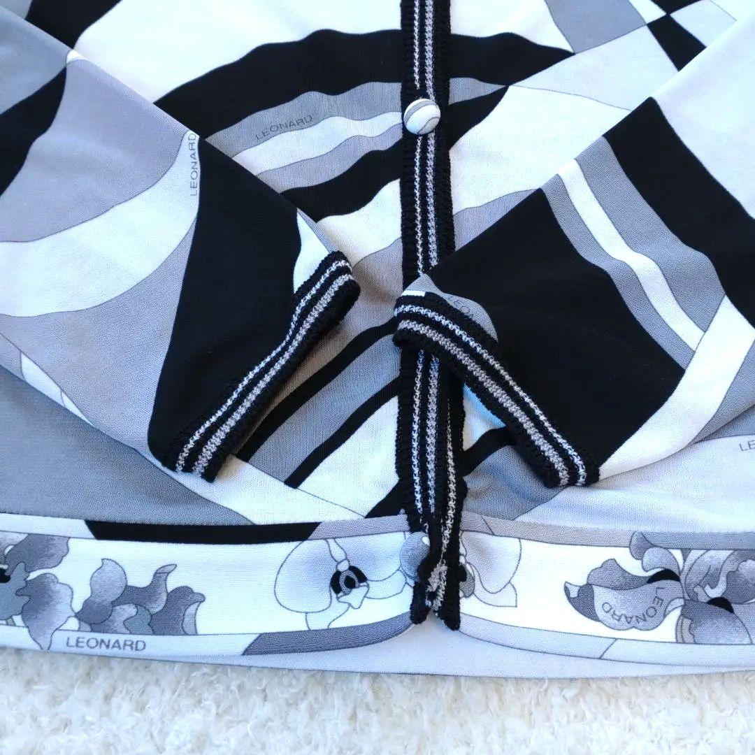 レオナールスポーツ　総柄　カーディガン　ニットコンビ　長袖　38　M