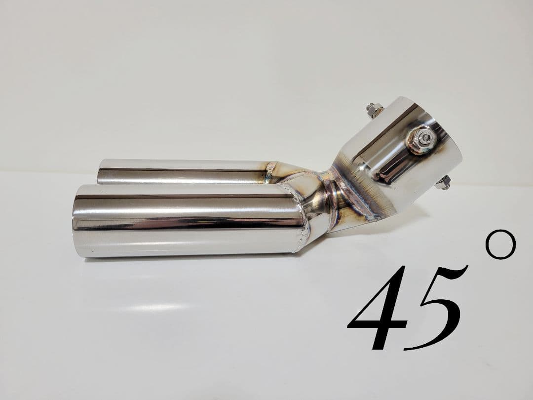 ハネ上げ45° オールステンレス デュアルマフラーカッター キャラバン　下向き用