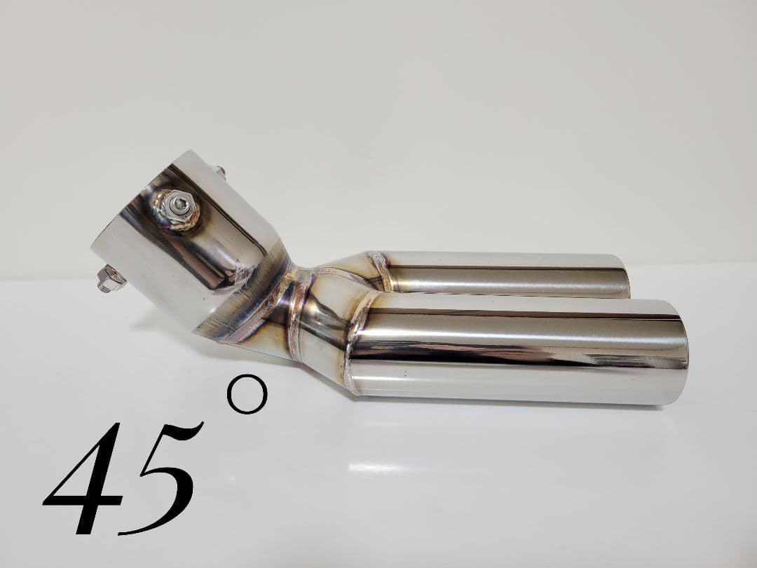 ハネ上げ45° オールステンレス デュアルマフラーカッター キャラバン　下向き用