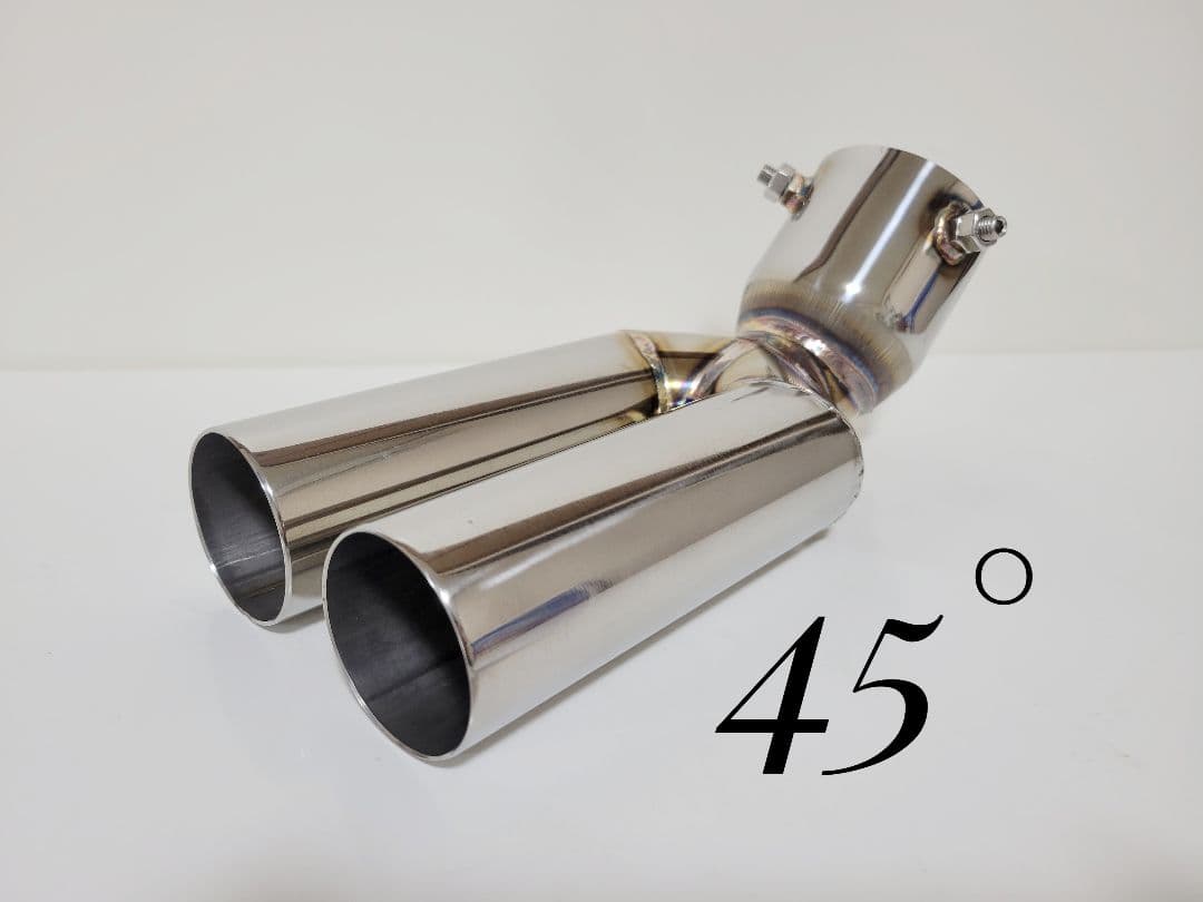 ハネ上げ45° オールステンレス デュアルマフラーカッター キャラバン　下向き用