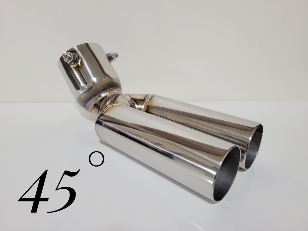 ハネ上げ45° オールステンレス デュアルマフラーカッター キャラバン　下向き用
