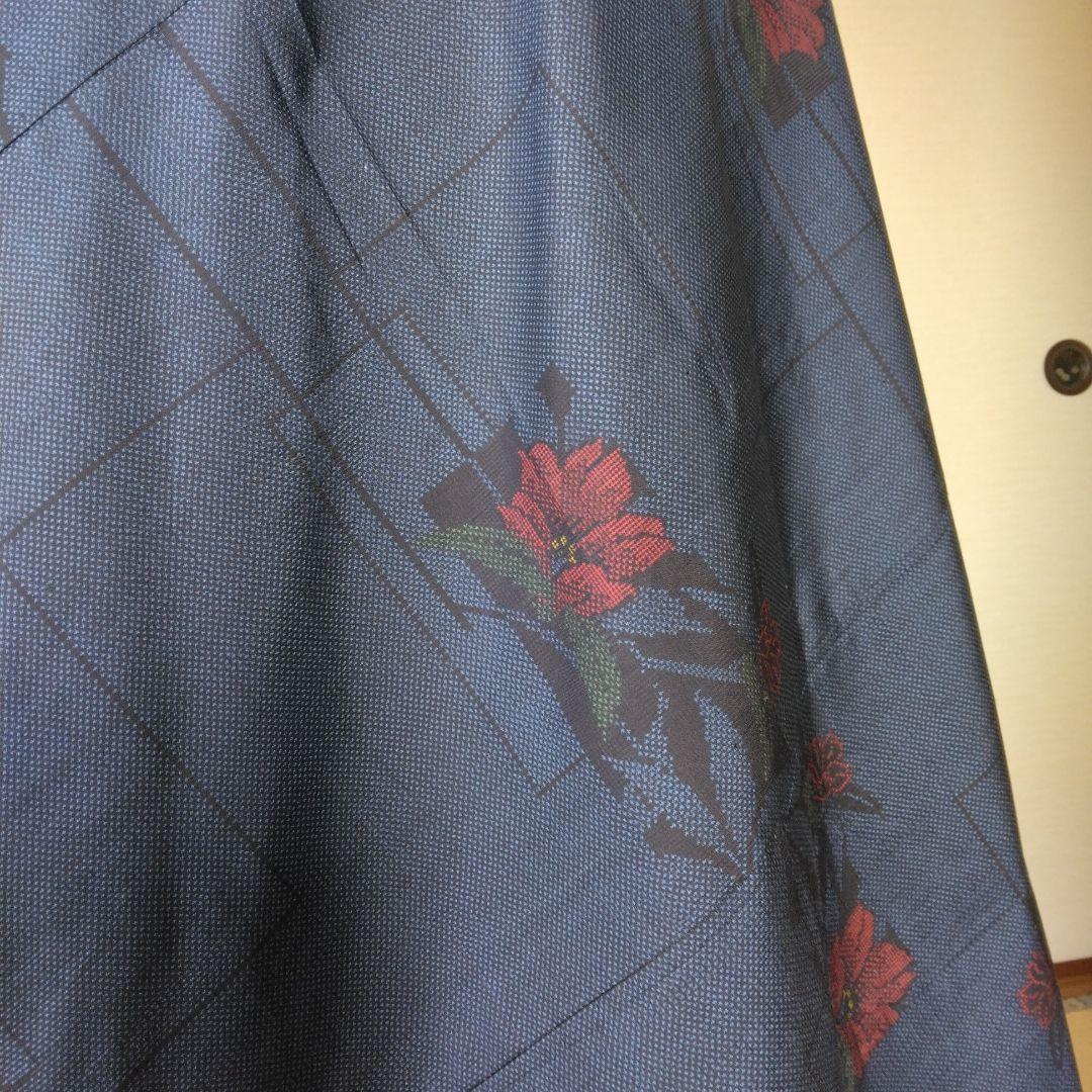 大島紬解き生地からバイアス仕立てロングフレアーワンピース　Ｍ寸