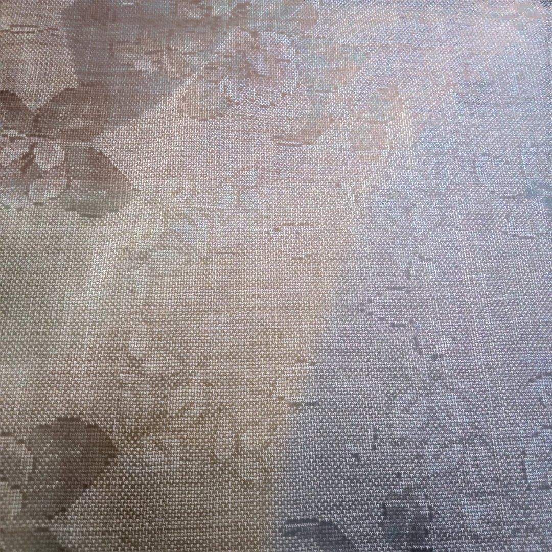 ★本場大島紬9マルキ泥染　焦げ茶に扇と花模様の高級大島　丈160裄64　最安値