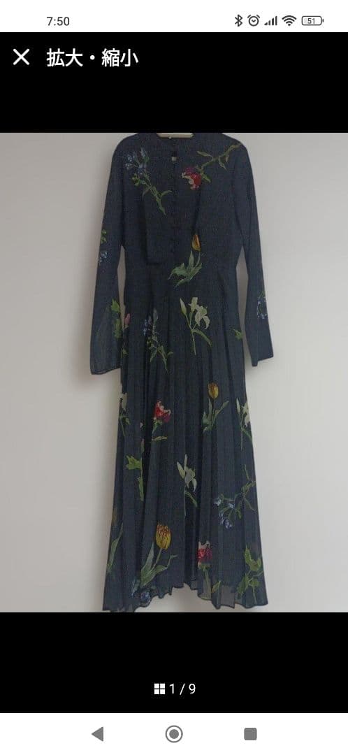 AMERI 花柄ワンピース ブラック系 サイズS