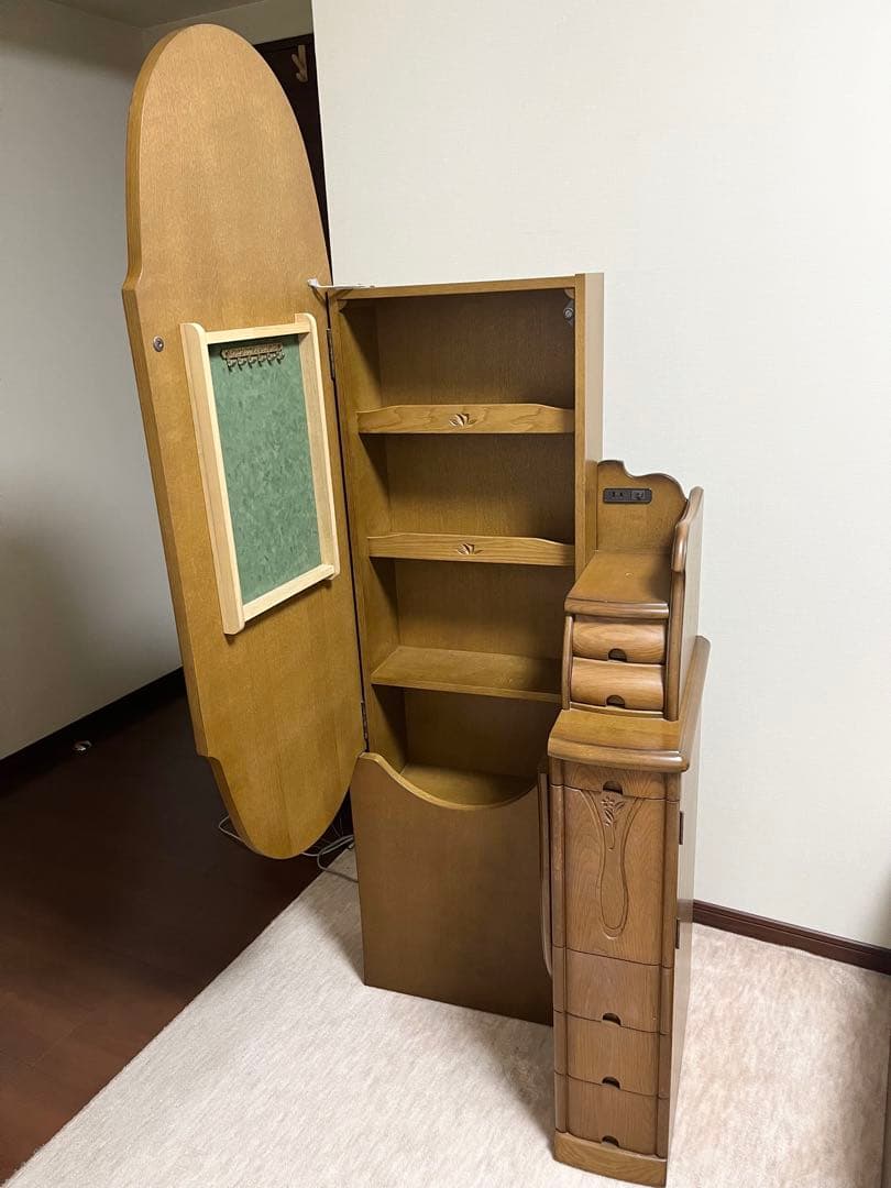 【１月８日出品終了】ドレッサー　鏡台 姿見　化粧台　ナラ材