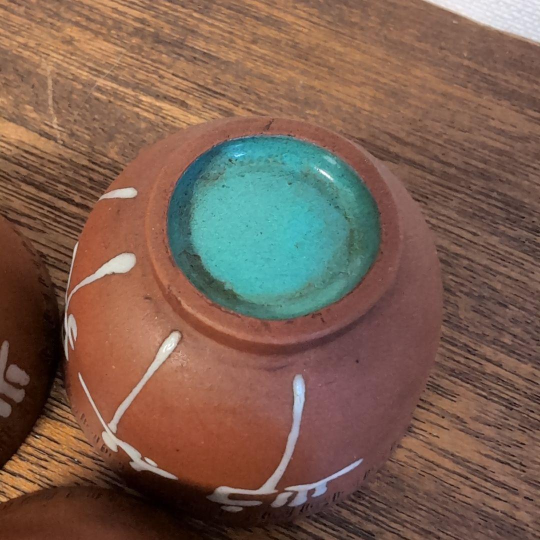 中国古玩　朱泥 盃 3点　煎茶器　骨董　宣興　茶道具　茶器　均窯　古陶磁