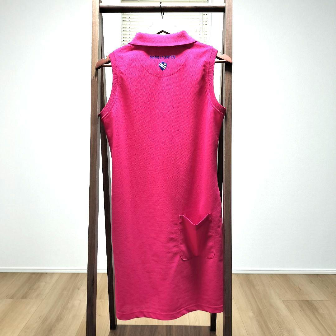 パーリーゲイツ　ノースリーブ　レディース　ピンク　ゴルフ　ワンピース ワッペン