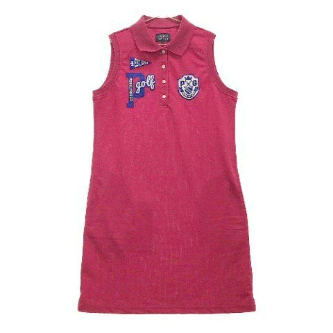 パーリーゲイツ　ノースリーブ　レディース　ピンク　ゴルフ　ワンピース ワッペン
