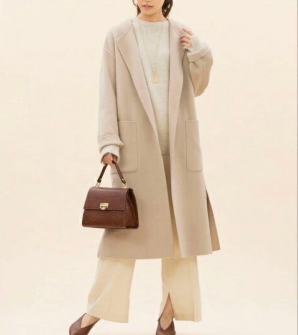 23区 ウールカシミヤリバーコート ベージュ 大きいサイズ 44