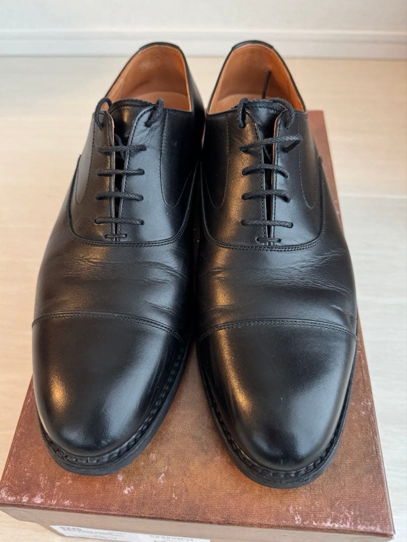 黒レザー スコッチグレイン ストレートチップ