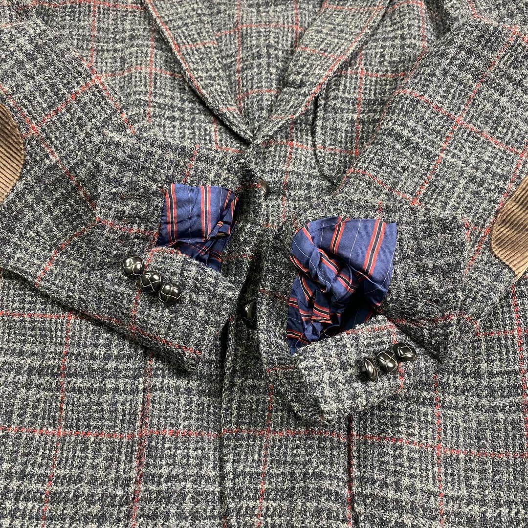 超希少✨限定品 ハリスツイード ジャケット エルボーパッチ 胡桃釦グレンチェック