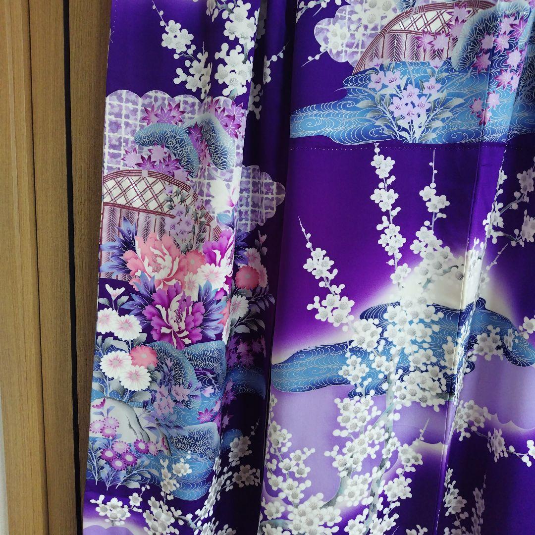 振袖　成人式　正絹　紫　パープル