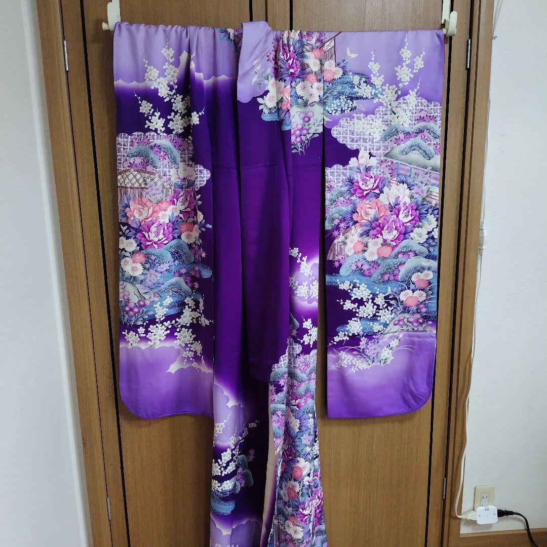 振袖　成人式　正絹　紫　パープル