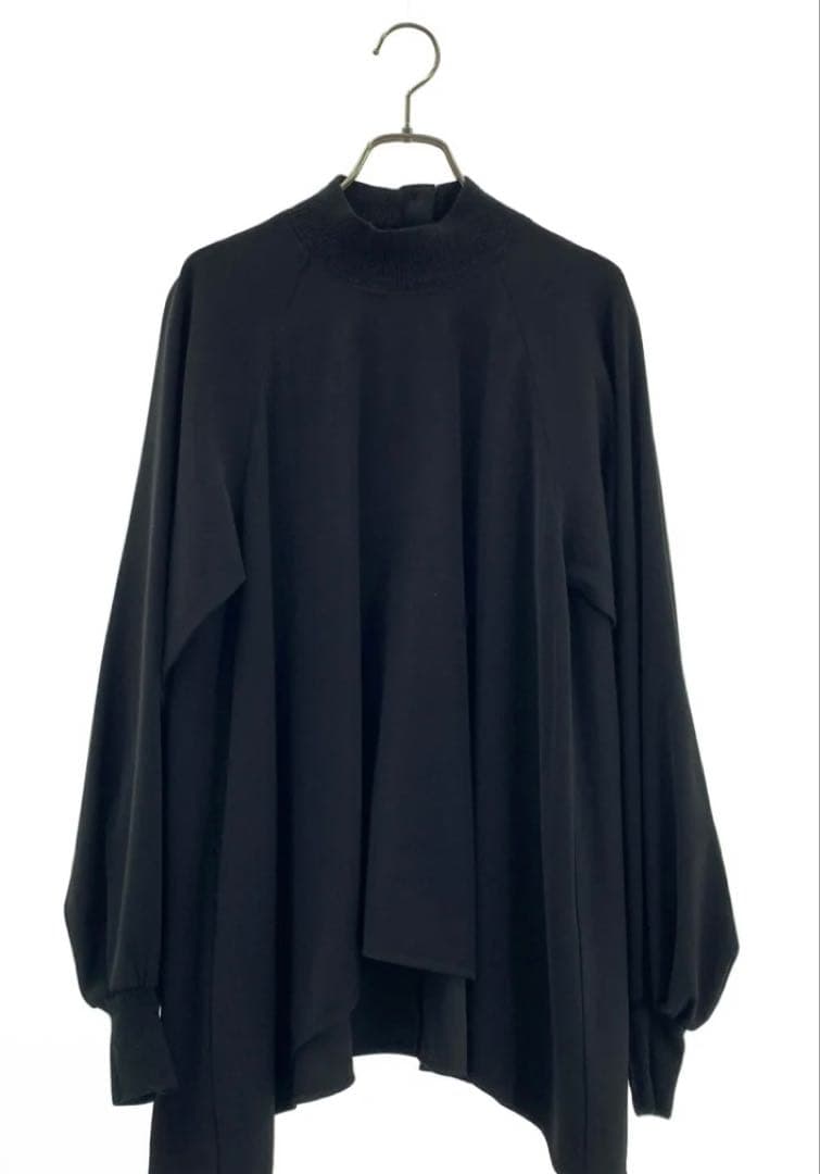 ENFOLD エンフォルド PEダブルクロスハイネックブラウス ブラック 38