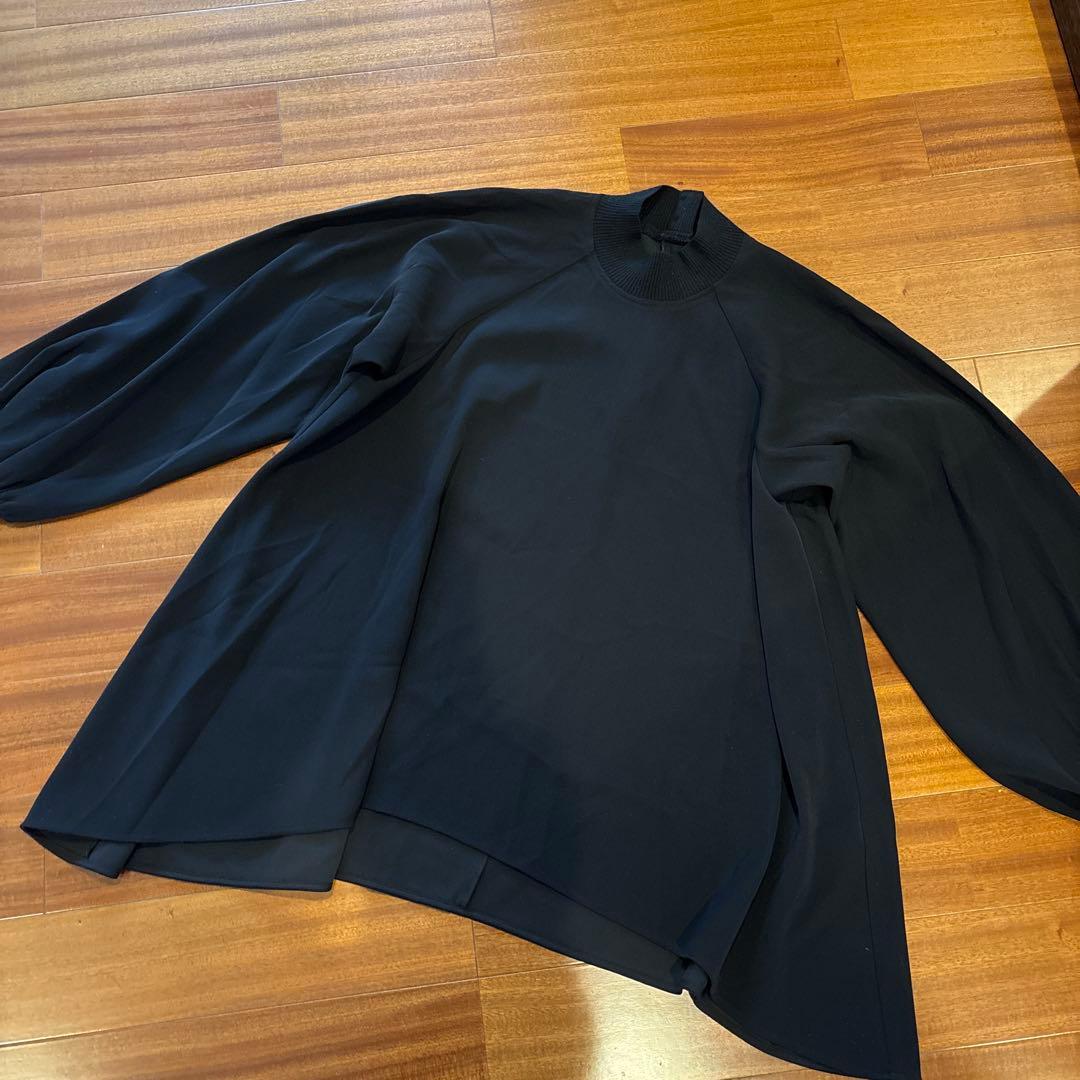 ENFOLD エンフォルド PEダブルクロスハイネックブラウス ブラック 38