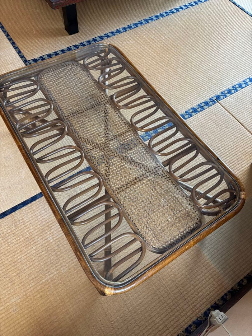 最終値下げ　昭和レトロ ヴィンテージ 大型 ラタンテーブル