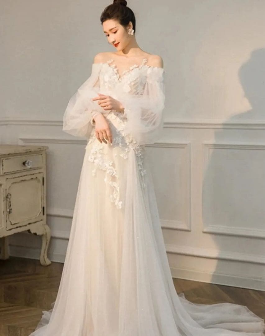 オフショルダー ウェディングドレス【着用画あり】値下げ交渉OK